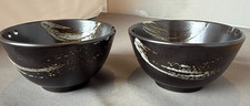 Pair of Studio Pottery Ramen Bowls – Tenmoku Glaze with Chopstick Rests