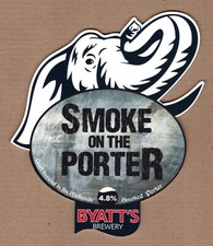 Byatt's Brewery Smoke On The Porter pump clip/badge. Coventry. Water.