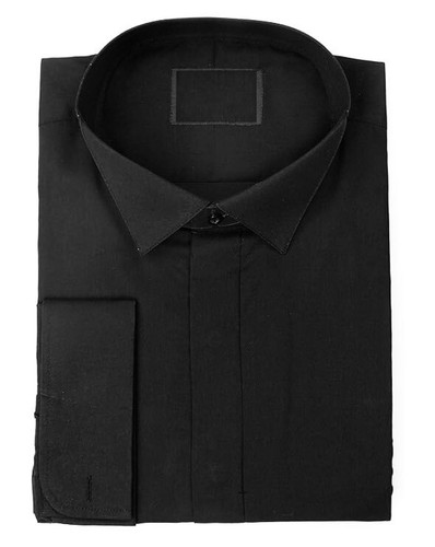 Black wing collar dress shirt - wing,