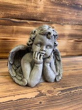 STONE GARDEN LARGE CUTE WINGED ANGEL CHERUB STATUE ORNAMENT