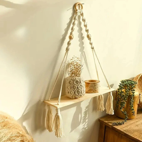Macrame hanging shelf - macrame,
