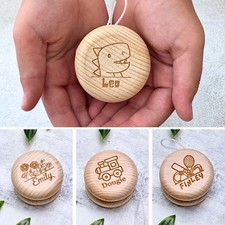 Personalised Wooden Yoyo Toy – Custom Name Gift for Kids - Various Designs