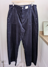 Marks & Spencer Per Una Women's Navy Wide Leg Corduroy Jeans Trousers NWT UK20