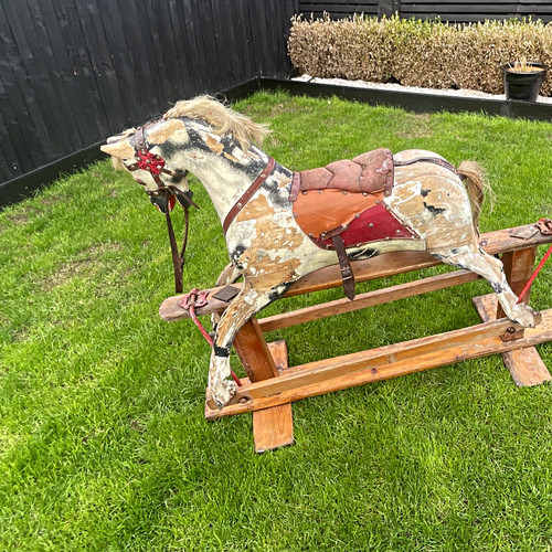Vintage wooden rocking horse - vintage,