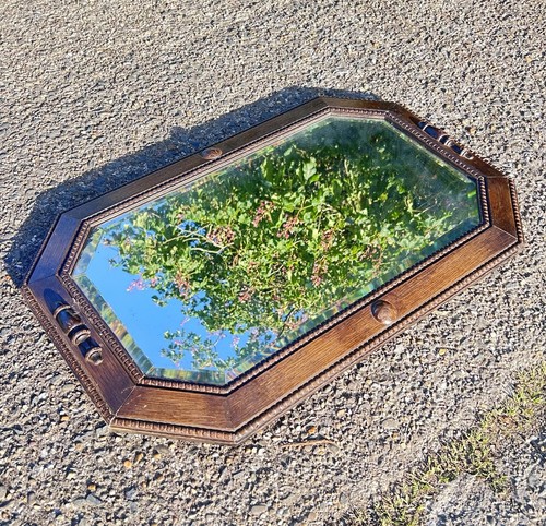 Antique edwardian oak mirror - edwardian,