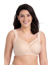 Miss Mary of Sweden Always Non Wired Cotton Bra UK 34C Beige Non Padded