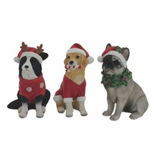 Choice of 3 Christmas Dogs French Bulldog, Border Collie or Beagle 15cm Tall