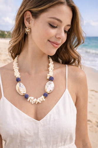 Vintage shell necklace beach - vintage,