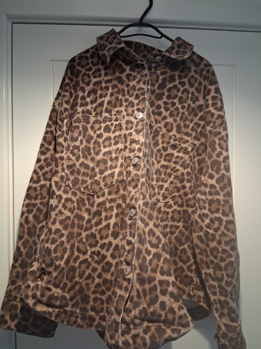 Denim jacket leopard print - denim,