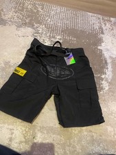 Corteiz Mens Black Cargo Track Shorts - White logo - Small - New