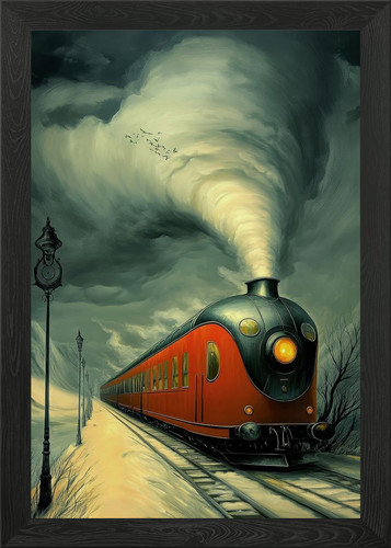Vintage steam train framed - train,