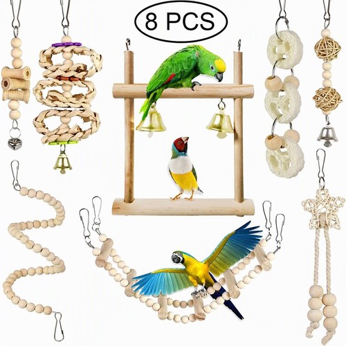 8pcs parrot chewing toys - parrot,