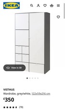 IKEA VISTHUS Wardrobe - Grey/White - Modern Storage Solution - Great Condition