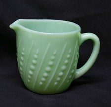 Fire King Jadeite Bead & Bar Milk Pitcher 4.5" Never Been Used In Near Mint Cond