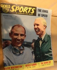 MIKE HAWTHORN STIRLING MOSS ON COVER 1958 WORLD SPORTS ORIGINAL MAGAZINE