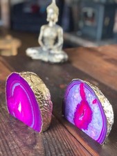 Pink Agate 24ct Gold Edge