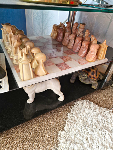 Stone chess set complete with - complete,