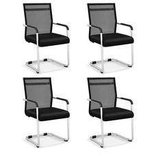 COSTWAY Stackable Office Reception Chairs Set of 4 Mid Back Guest Chairs