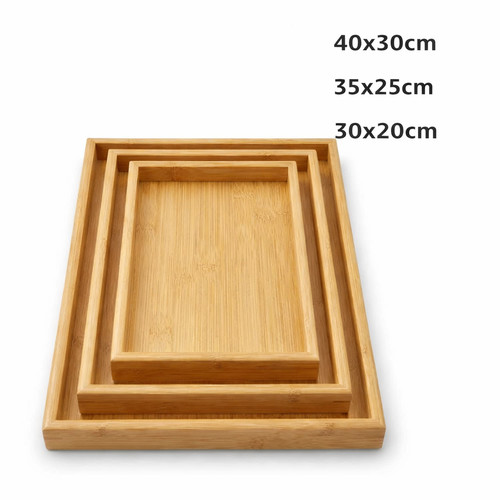 3pcs bamboo serving tray set - tray,