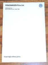 1998 VW PRICE LIST (A4 Size) Polo Golf GTI VR6 Cabrio Passat Sharan Syncro Carat