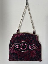 Vintage Tapestry Beaded Evening Bag, Pretty Floral Beaded Sequin Bag 10x8”