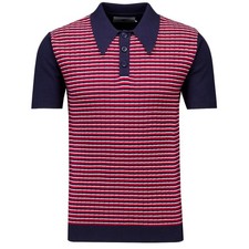 MADCAP MENS MOD RETRO 60s 70s 80s JAZZ SPEAR COLLAR RIB KNIT POLO Harlem MC114