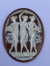 Antique Shell Cameo the three graces Unmounted C1900