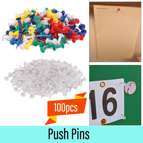 Push pins clear colored thumb - push,