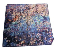 BNWT 53" square Silk Scarf Double-Sided Print Large floral Shawl boxed Xmas gift