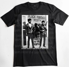 HUEY P. NEWTON & BOBBY SEALE T SHIRT, BLACK PANTHER PARTY SHIRT, MALCOLM X,