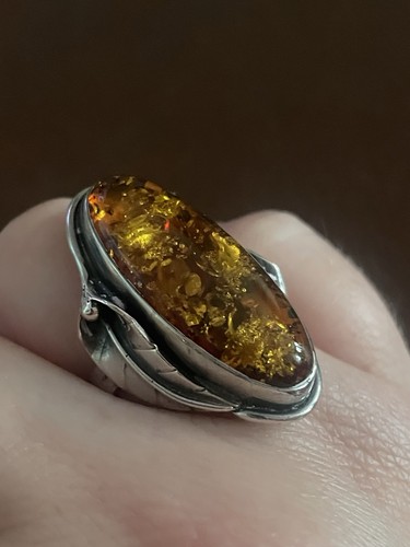 925 sterling silver amber ring - 925,