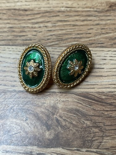 Vintage avon green - enamel, oval