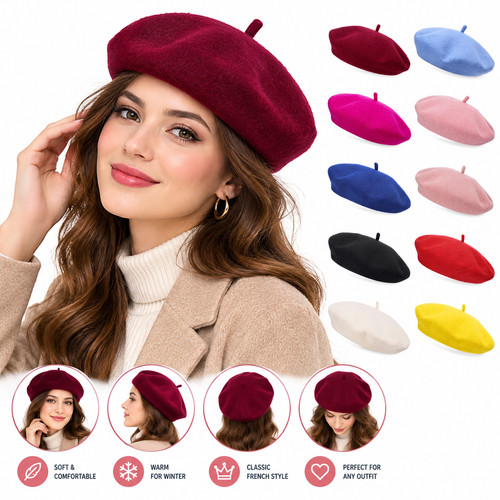 Plain beret hat - beret, autumn