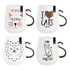 Set Of 4 Cat Design Mugs New