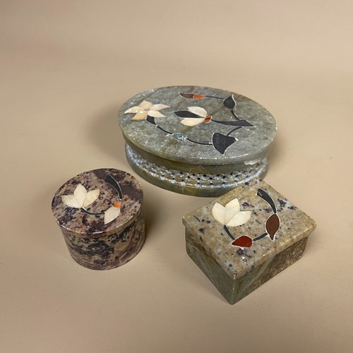 Indian green stone inlay boxes - inlay,