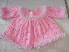 Hand Knitted Pink With White