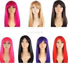 WOMENS 18” FULL LONG FANCY DRESS WIGS STRAIGHT COSPLAY COSTUME LADIES WIG PARTY