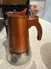 The London SIP Stovetop Espresso Maker 3-Cup Capacity Copper Finish