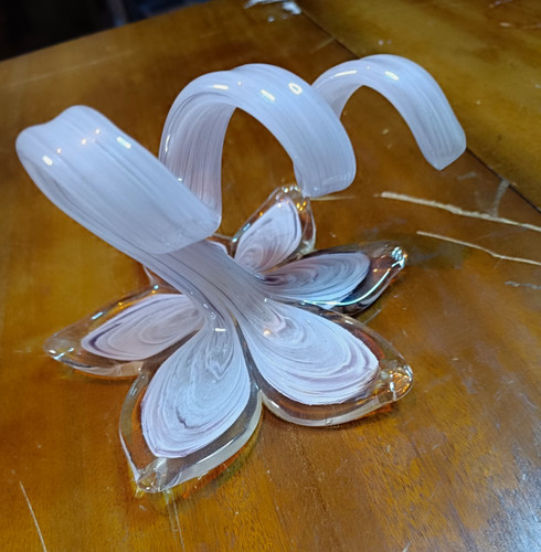 Hand blown art glass flower - hand,