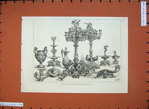 Old antique print 1876 - old,