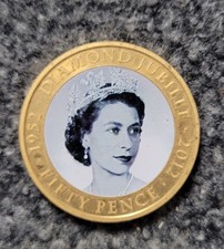 A commemorative coin issued for Queen Elizabeth II's Diamond Jubilee in 2012