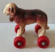 RARE VINTAGE TRIANG PLASTIC ST BERNARD DOG ON WHEELS