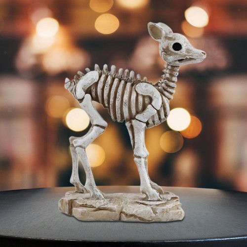 Halloween skeleton deer statue - halloween,