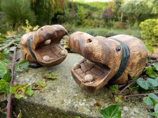 Wooden hippo carving - hippo, pair