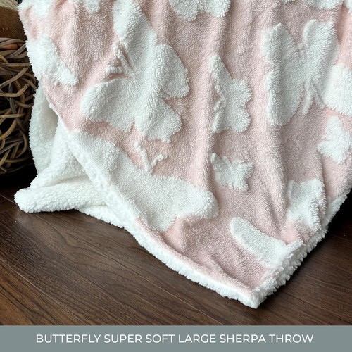 Pink butterfly sherpa fleece - pink,
