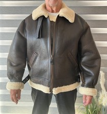 Vintage Brown Leather & Sheepskin Flying Jacket Men’s 