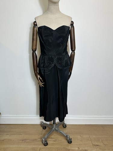 Vintage 1950s black beaded - black, &