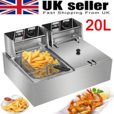 20L Dual Tank Electric Commercial Fryer Stainless Steel Countertop for Fat Chips