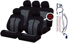 9 PCE Black & White Stitching Full Set of Seat Covers for Mazda 3, 323, 6, 626,