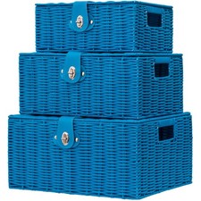 Set of 3 Woven Wicker Storage
